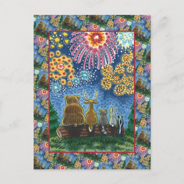 Cartes Pour Fêtes Annuelles ANIMAUX SAUVAGES 4 JUILLET FEU, MORT Drôle (Devant)