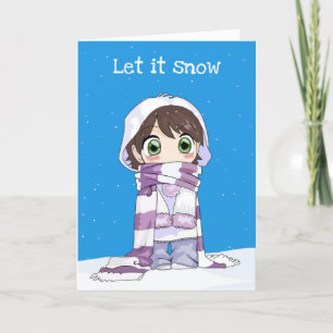 Cartes Pour Fêtes Annuelles Anime Girl Holiday Salutation