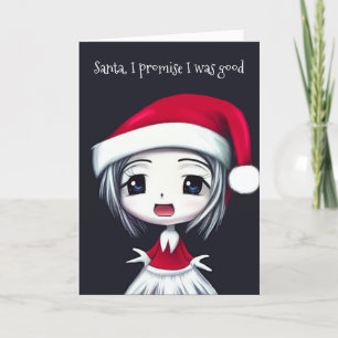 Cartes Pour Fêtes Annuelles Anime Sad Girl Funny Noël Salutation