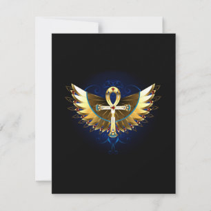 Cartes Pour Fêtes Annuelles Ankh or avec ailes