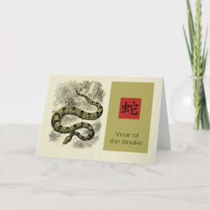 Cartes Pour Fêtes Annuelles Année chinoise de la coutume du serpent