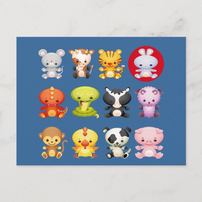 Cartes Pour Fêtes Annuelles Année chinoise des animaux zodiaques du lapin (Devant)