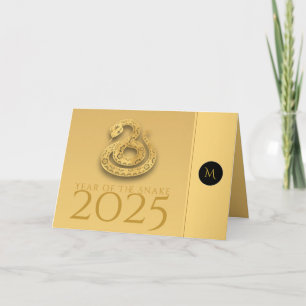 Cartes Pour Fêtes Annuelles Année des serpents chinois 2025 Élégant Monogramme