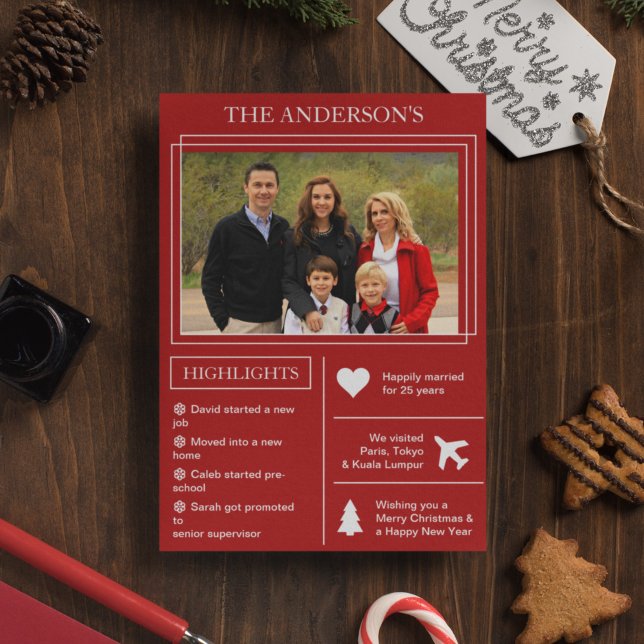 Cartes Pour Fêtes Annuelles Année d'examen | Infographie rouge de Noël (Créateur téléchargé)