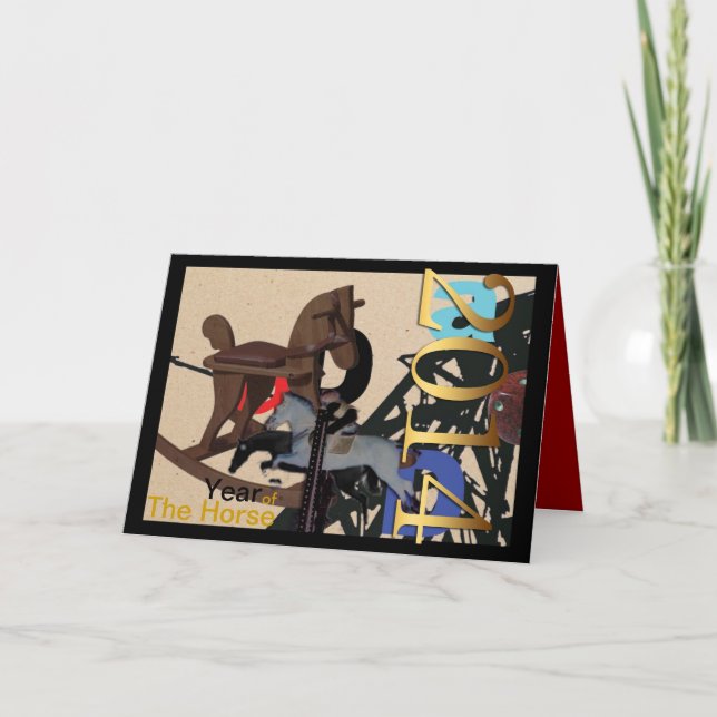 Cartes Pour Fêtes Annuelles Année du Cheval 2014 - Dada Collage - Salutations (Devant)