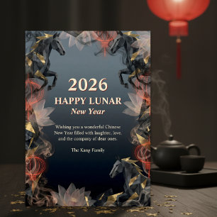 Cartes Pour Fêtes Annuelles Année du Cheval 2026 Nouvel An lunaire chinois