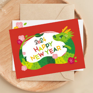 Cartes Pour Fêtes Annuelles Année Du Dragon Nouvel An Chinois 2024