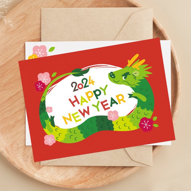 Cartes Pour Fêtes Annuelles Année Du Dragon Nouvel An Chinois 2024 (Créateur téléchargé)