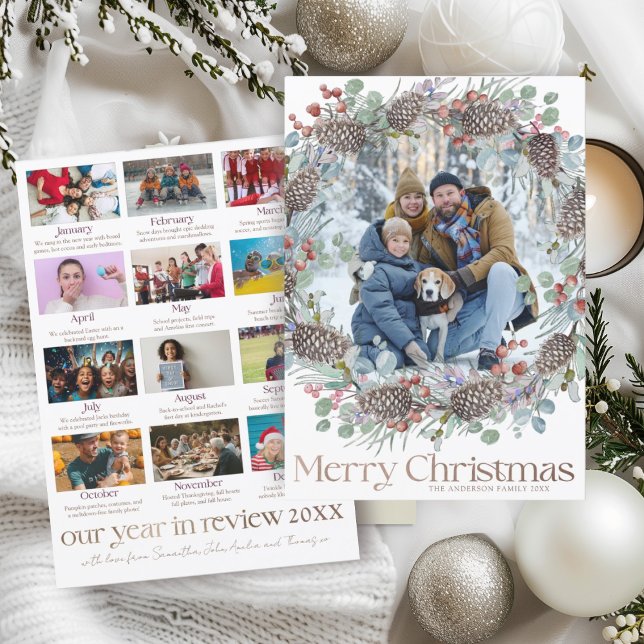 Cartes Pour Fêtes Annuelles Année en révision de la couronne botanique Noël (Créateur téléchargé)