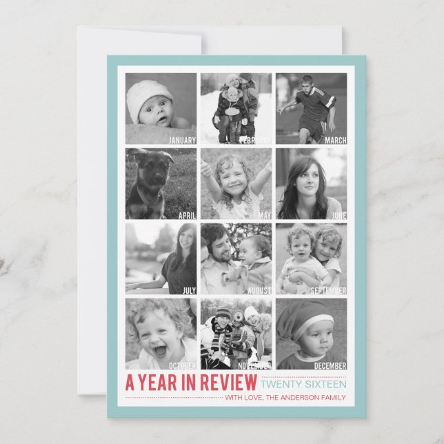 Cartes Pour Fêtes Annuelles Année en revue 12 Photo Collage Holiday Photocard (Devant)