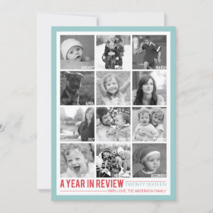 Cartes Pour Fêtes Annuelles Année en revue 12 Photo Collage Holiday Photocard