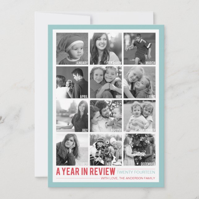 Cartes Pour Fêtes Annuelles Année en revue 12 Photo Collage Holiday Photocard (Devant)