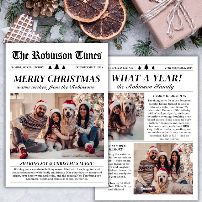 Cartes Pour Fêtes Annuelles Année en revue Journal unique photo de Noël (Créateur téléchargé)