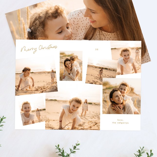 Cartes Pour Fêtes Annuelles Année Minimale En Revue Noël Multi 7 Photo (Créateur téléchargé)