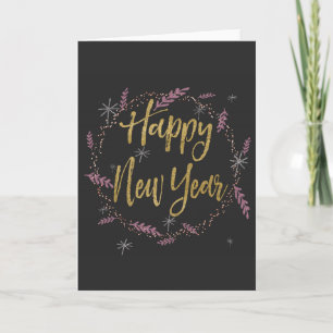 Cartes Pour Fêtes Annuelles Années de parties scintillantes de rose, d'argent