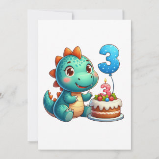 Cartes Pour Fêtes Annuelles Anniversaire de Dino 3 ans