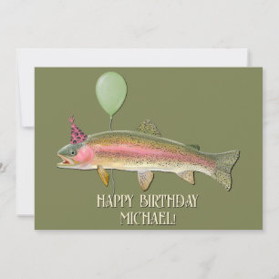 Cartes Pour Fêtes Annuelles Anniversaire de la pêche à la truite arc-en-ciel