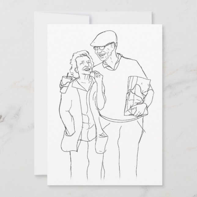 Cartes Pour Fêtes Annuelles Anniversaire de l'art original Old Couple (Devant)
