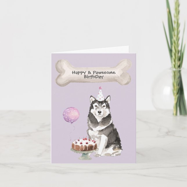 Cartes Pour Fêtes Annuelles Anniversaire de Malamute en Alaska (Devant)