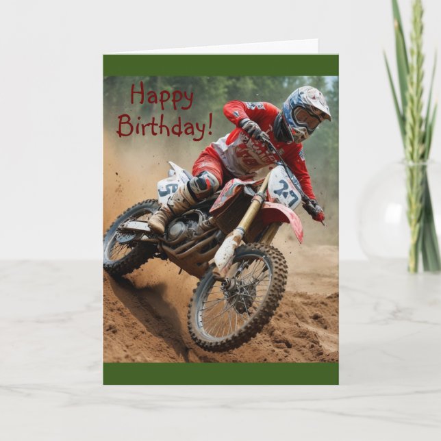 Cartes Pour Fêtes Annuelles Anniversaire de Motocross (Devant)