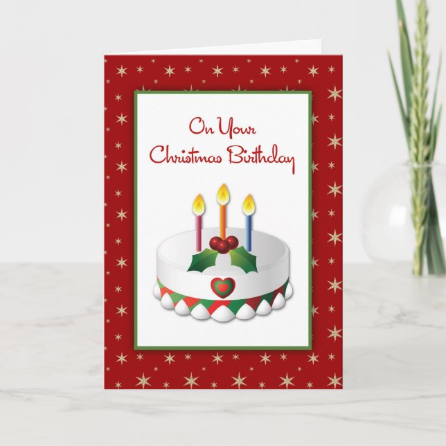 Cartes Pour Fêtes Annuelles Anniversaire de Noël, Gâteau de Vacances, Etoiles  (Devant)