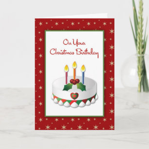 Cartes Pour Fêtes Annuelles Anniversaire de Noël, Gâteau de Vacances, Etoiles 