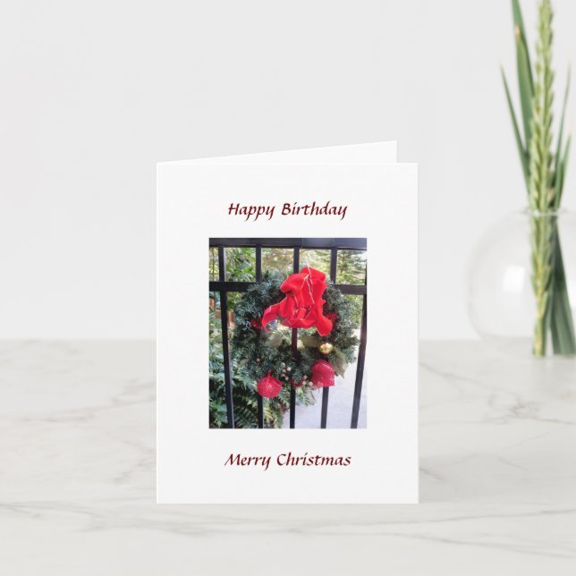 Cartes Pour Fêtes Annuelles Anniversaire de Noël Wreath (Devant)
