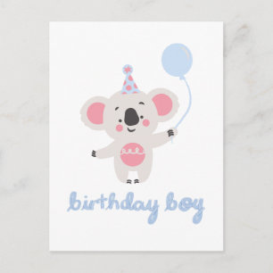 Cartes Pour Fêtes Annuelles Anniversaire Garçon Teddy Ours Tenant Un Ballons