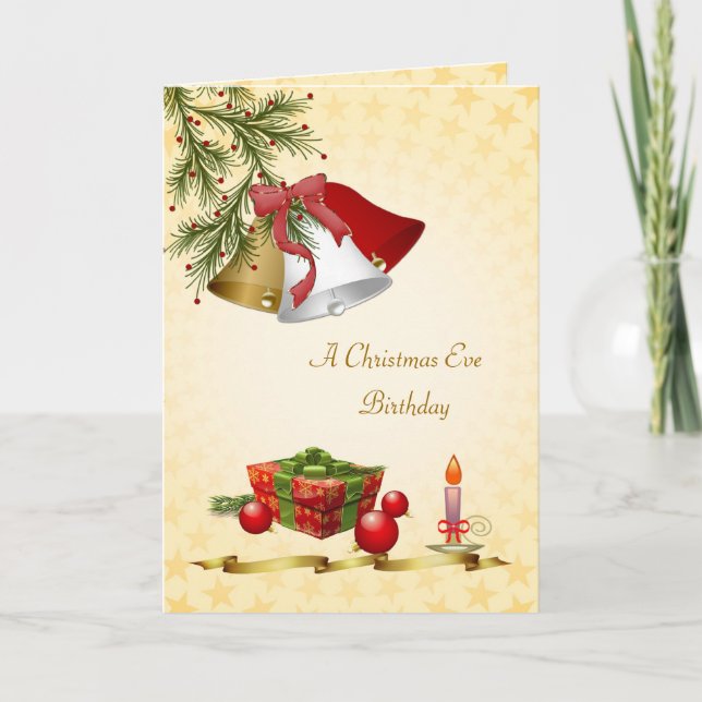 Cartes Pour Fêtes Annuelles Anniversaire le soir de Noël - cloches, baubles, b (Devant)