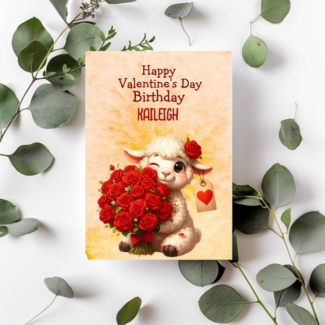 Cartes Pour Fêtes Annuelles Anniversaire Roses Rouges Agneau Blanc Saint-Valen (Créateur téléchargé)