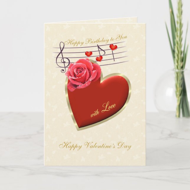 Cartes Pour Fêtes Annuelles Anniversaire, Saint-Valentin - Musique, Coeur et R (Devant)