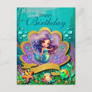 Cartes Pour Fêtes Annuelles Anniversaire Sous L'Océan & Sirène