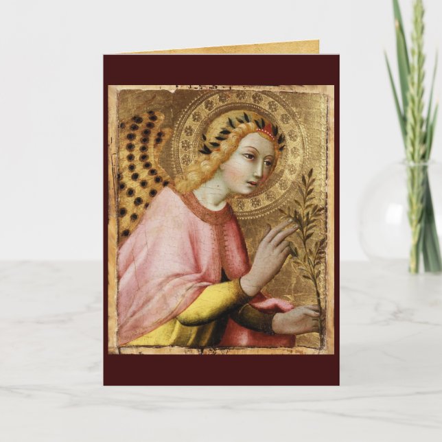 Cartes Pour Fêtes Annuelles ANNONCE ANGEL MONOGRAM, Rubis rouge (Devant)