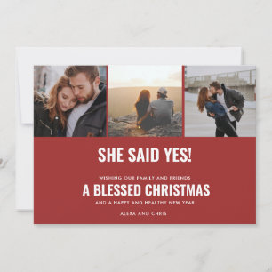 Cartes Pour Fêtes Annuelles Annonce de fiançailles de Noël Photo bénie