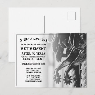 Cartes Pour Fêtes Annuelles Annonce de retraite avec de vieilles éperons
