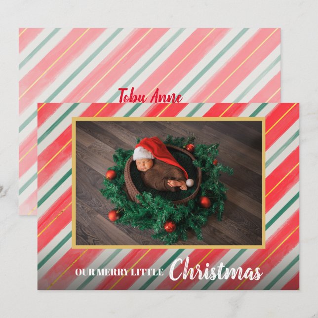 Cartes Pour Fêtes Annuelles Annonces de naissance photo de bébé de Noël (Devant / Derrière)