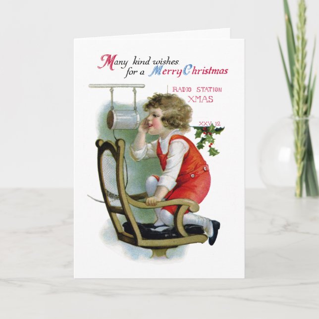 Cartes Pour Fêtes Annuelles Annonceur par radio pour Noël de station (Devant)