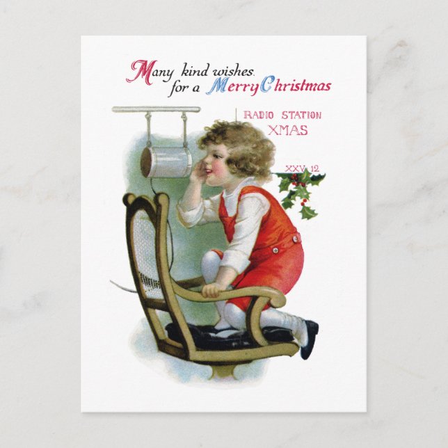 Cartes Pour Fêtes Annuelles Annonceur par radio pour Noël de station (Devant)