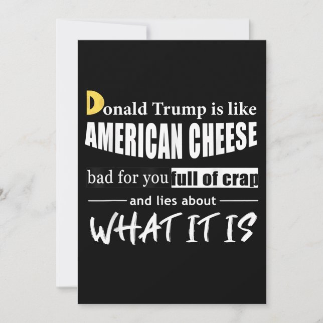 Cartes Pour Fêtes Annuelles Anti Donald Trump est comme les femmes au fromage  (Devant)
