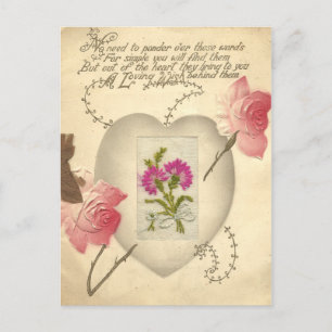 Cartes Pour Fêtes Annuelles Antique Embroidered Valentine Card