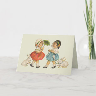 Cartes Pour Fêtes Annuelles Antique Enfants Rabat Art de Pâques