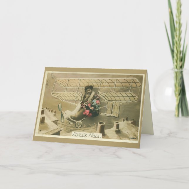Cartes Pour Fêtes Annuelles Antique Français Noël studio photo garçon dans l'a (Devant)