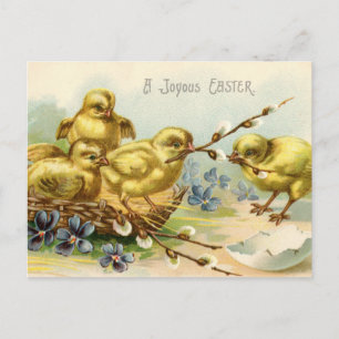 Cartes Pour Fêtes Annuelles Antique Happy Easter poussins éclosion d'oeuf