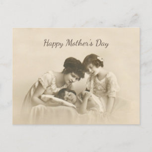 Cartes Pour Fêtes Annuelles Antique Sepia Portrait de mère et d'enfants