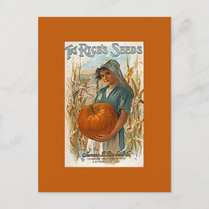 Cartes Pour Fêtes Annuelles Antique Vintage Rice's Garden Citrouille semences