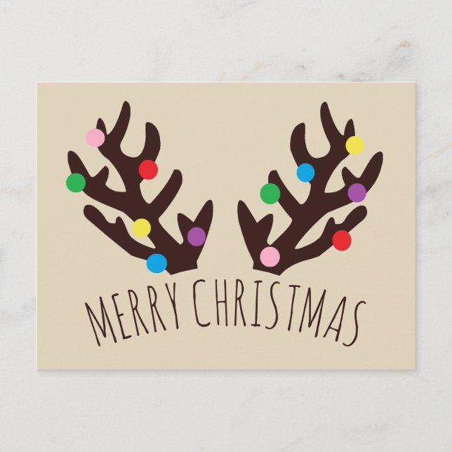 Cartes Pour Fêtes Annuelles Antlers de rennes de fête, Noël (Devant)