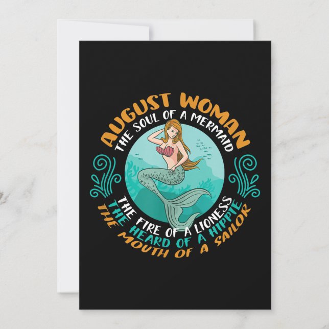 Cartes Pour Fêtes Annuelles Août Femme Âme De Mermaid Leo Zodiac Anniversaire (Devant)