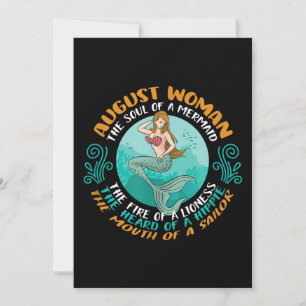 Cartes Pour Fêtes Annuelles Août Femme Âme De Mermaid Leo Zodiac Anniversaire