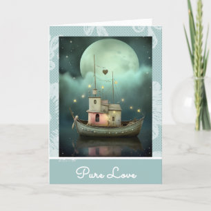Cartes Pour Fêtes Annuelles *~* AP51 Romantic House Boat Hearts Valentine 35