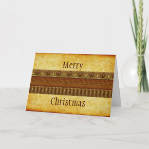 Cartes Pour Fêtes Annuelles Apophyse Fractal Bordure ART - or brun